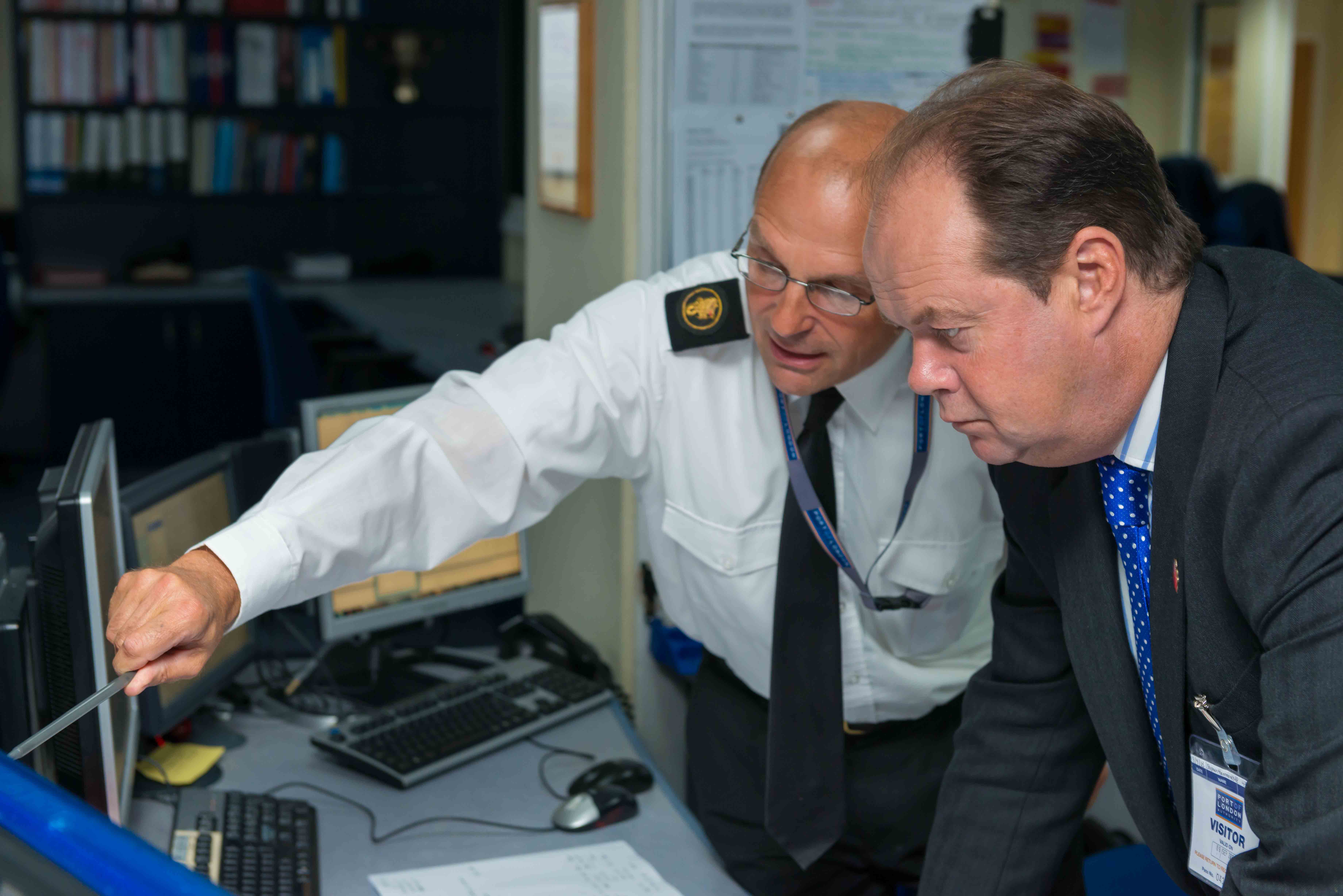 Photo of port controller Dudley Curtis and Shipping Minister Stephen Hammond